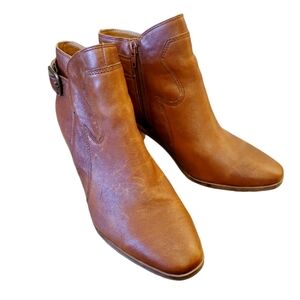 Lucky Brand Conyac Brown Leather Heeled Bootie Boots Size 8